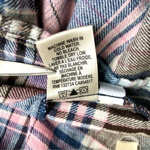 Anthropologie Top Plaid One Shoulder Pink Blue  (S) - Picture 6 of 7